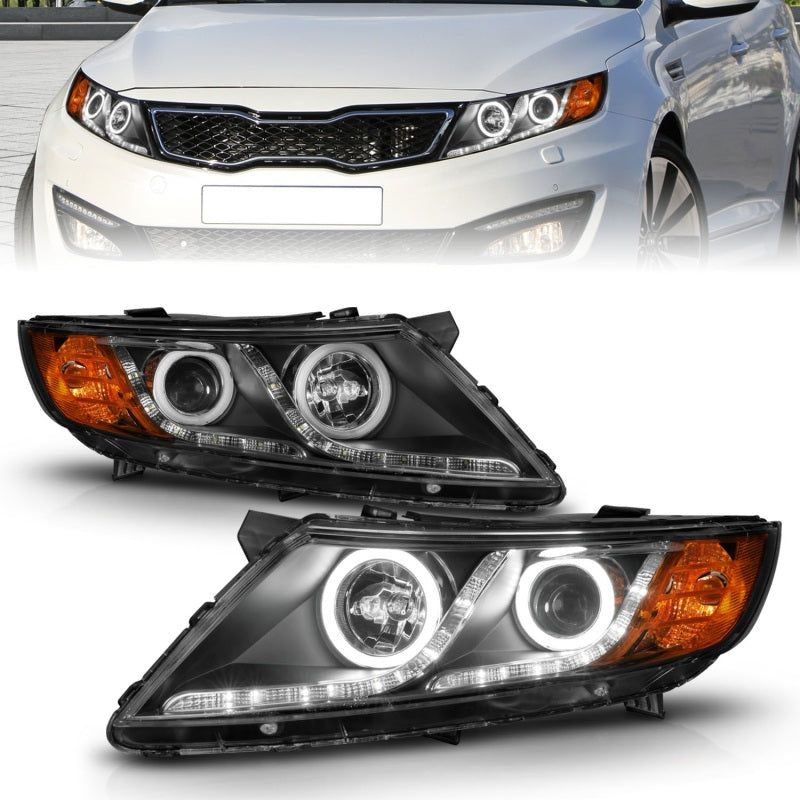 ANZO 2011-2013 Kia Optima Projector Headlights w/ Halo Black (CCFL)-tuningsupply.com