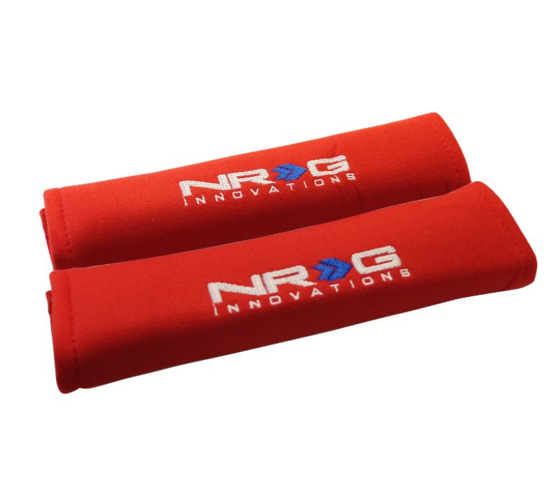 NRG Seat Belt Pads 2.7in. W x 11in. L (Red) Short - 2pc-tuningsupply.com