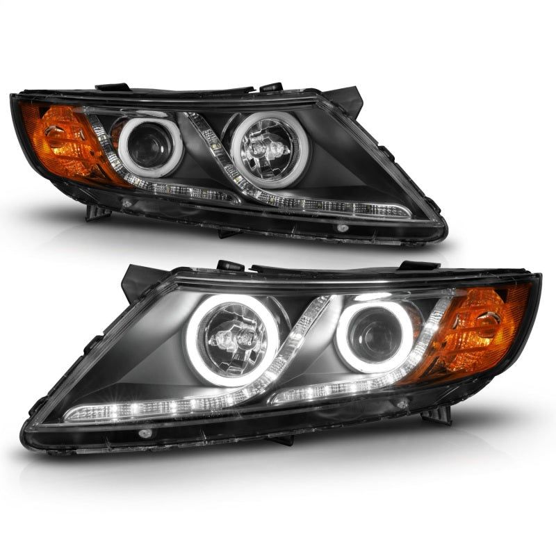 ANZO 2011-2013 Kia Optima Projector Headlights w/ Halo Black (CCFL)-tuningsupply.com