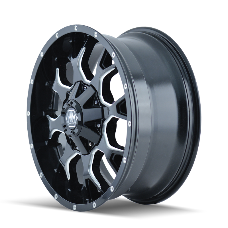 Mayhem 8015 Warrior 20x9 / 6x135 BP / 18mm Offset / 106mm Hub Black w/ Milled Spokes Wheel-tuningsupply.com