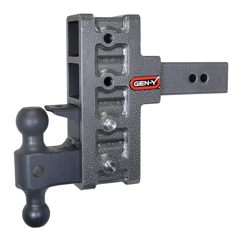 Gen-Y Mega Duty 2.5in Shank 6in Offset Drop 21K Hitch w/GH-061 Dual-Ball/GH-062 Pintle Lock-tuningsupply.com