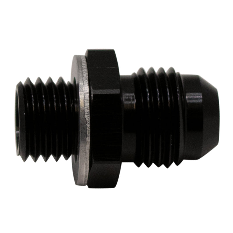 DeatschWerks 6AN Male Flare to M12 X 1.5 Male Metric Adapter (Incl Washer) - Anodized Matte Black-tuningsupply.com