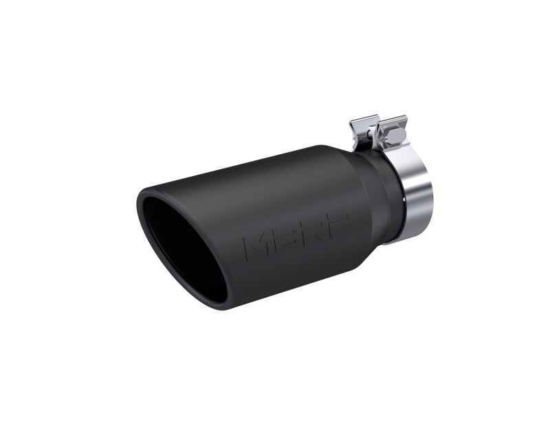 MBRP Universal Tip 4.5in OD / 3.2in Inlet / 10in Length / Angled Cut Rolled End - Black-tuningsupply.com