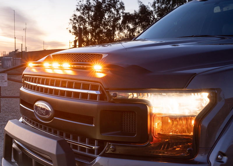 AVS 2019 Dodge Ram 1500 Aeroskin Low Profile Hood Shield w/ Lights - Black-tuningsupply.com