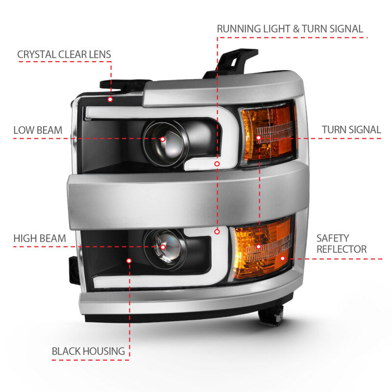 

ANZO 111359 - ANZ111359 - ANZO 2015-2016 Chevrolet Silverado Projector Headlights w/ Plank Style Design Black w/ Amber - Shipped in Europe - Tuningsupply.com

