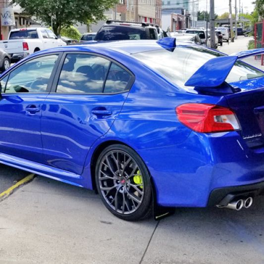 Rally Armor 15-21 Subaru WRX/STI (Sedan ONLY) Black UR Mud Flap w/ Green Logo-Mud Flaps-Rally Armor-RALMF32-UR-BLK/CGN-SMINKpower Performance Parts