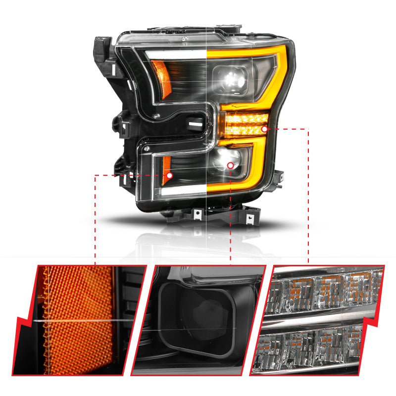 

ANZO 111630A - ANZ111630A - ANZO 15-17 Ford F-150 (Factory Halogen Model ONLY) Full LED Proj Headlights  Init/SeqSig Black- Pair - Shipped in Europe - Tuningsupply.com
