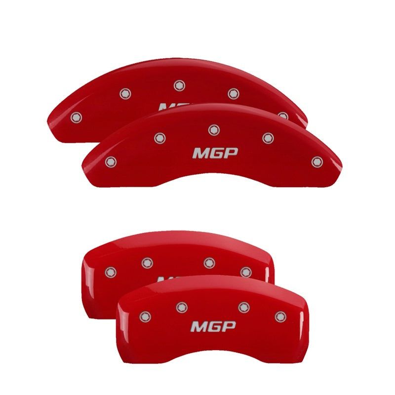 MGP 4 Caliper Covers Engraved Front Pontiac Engraved Rear GXP Red finish silver ch-tuningsupply.com