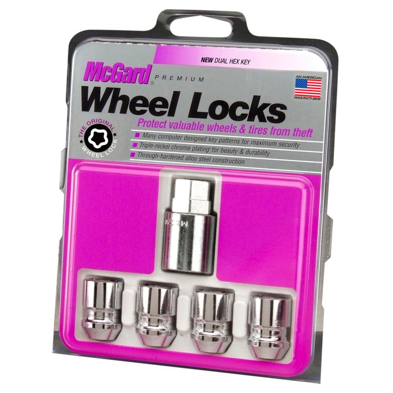 McGard Wheel Lock Nut Set - 4pk. (Cone Seat) M12X1.5 / 19mm & 21mm Dual Hex / 1.28in. L - Chrome-tuningsupply.com