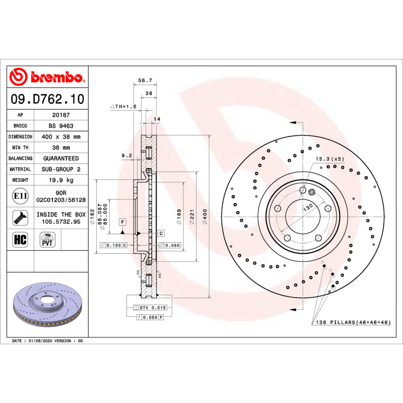 
  

Brembo OE  - BRE09.D762.10 - Brembo OE 19-22 Mercedes-Benz G63 AMG Friction Brake Disc - Shipped in Europe - Tuningsupply.com

