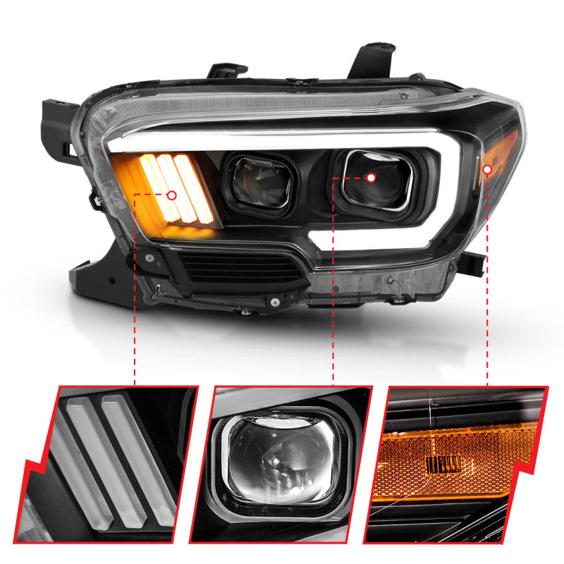 

ANZO 111379 - ANZ111379 - ANZO 2016-2017 Toyota Tacoma Projector Headlights w/ Plank Style Design Black/Amber w/ DRL - Shipped in Europe - Tuningsupply.com

