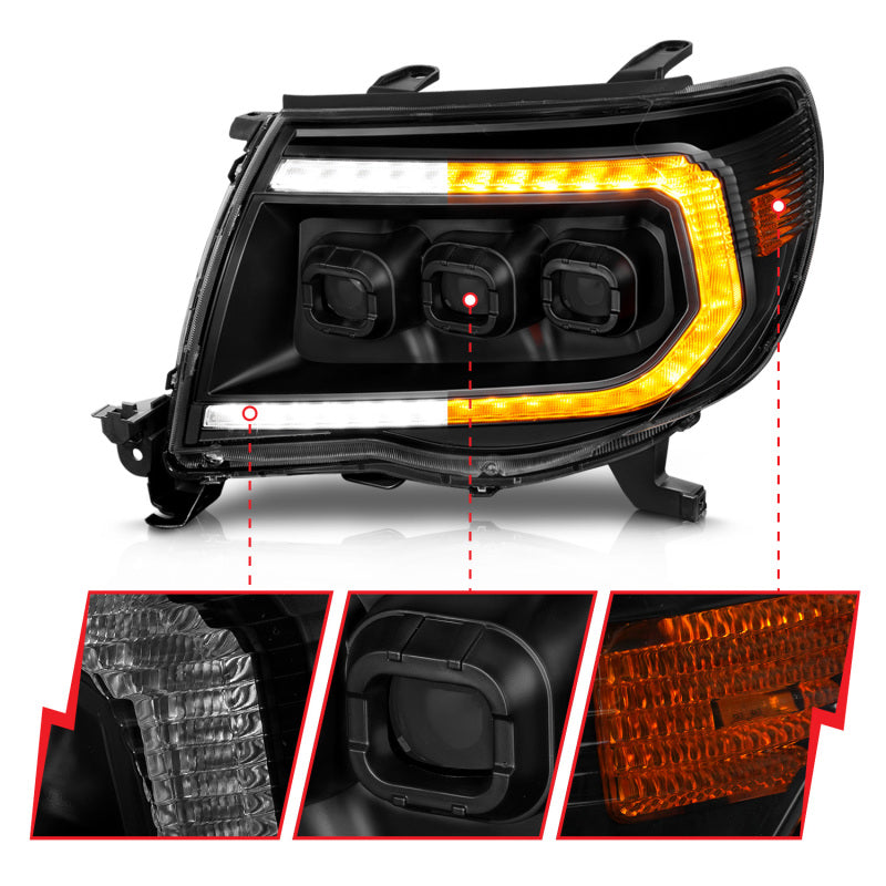 

ANZO 111640A - ANZ111640A - ANZO 05-11 Toyota Tacoma Full LED Projector Headlights White DRL/Init/SeqSig Black - Pair - Shipped in Europe - Tuningsupply.com
