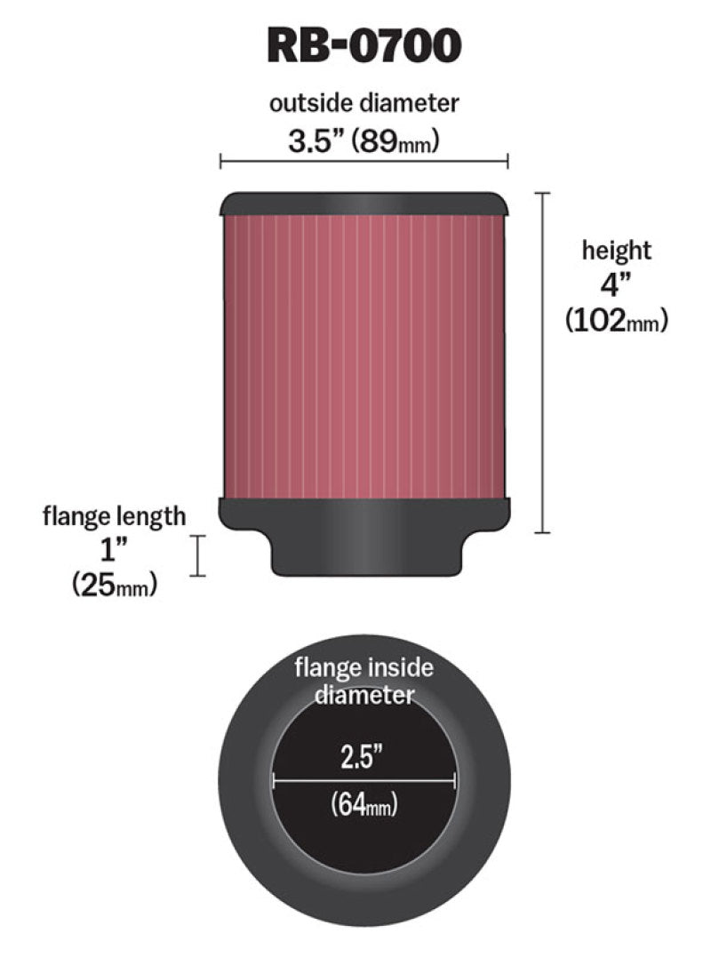 

K&N Engineering RB-0700 - KNNRB-0700 - K&N Universal Rubber Filter 2.5 inch 5 Degree FLG 3.5 inch OD 4 inch Height - Shipped in Europe - Tuningsupply.com

