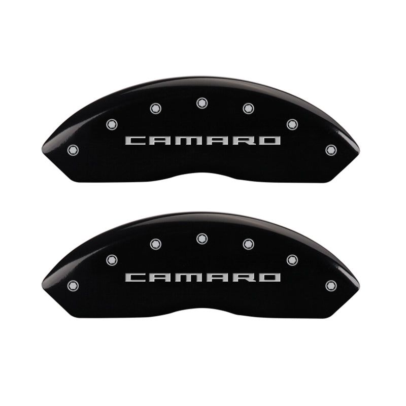 MGP 4 Caliper Covers Engraved Front & Rear Gen 5/Camaro Black finish silver ch-tuningsupply.com