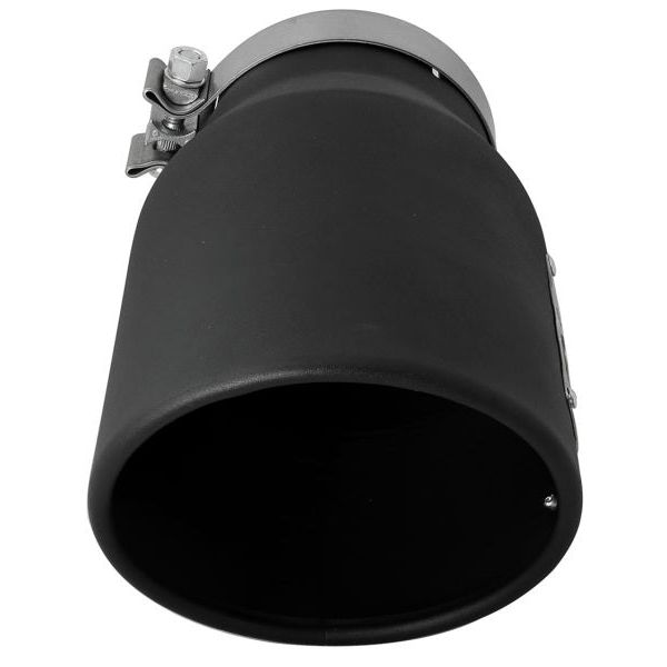 aFe MACHForce XP 5in 304 Stainless Steel Exhaust Tip 5 In x 7 Out x 12L in Bolt On Right - Black-tuningsupply.com