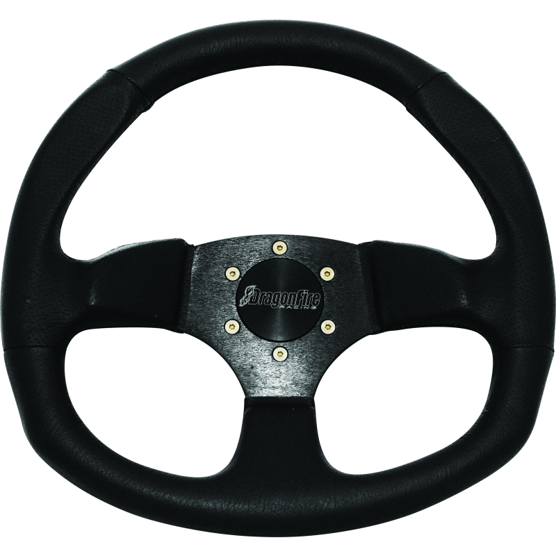 DragonFire Racing Steering Wheels - D-Shaped- Vinyl- Black- 0in offset-tuningsupply.com