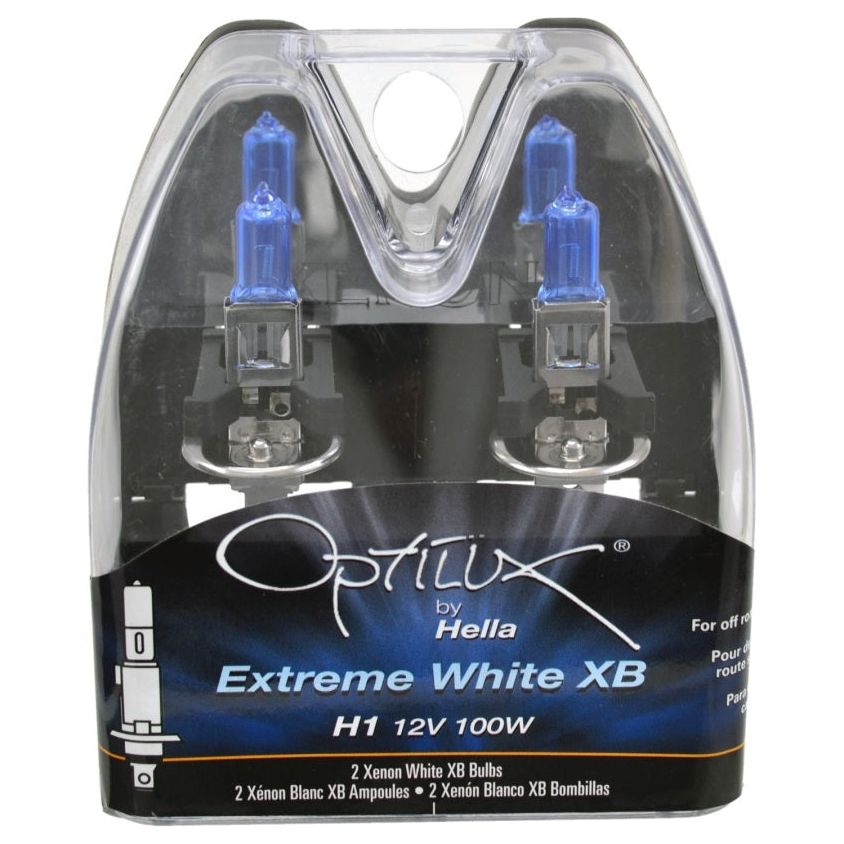 Hella Optilux H1 100W XB Extreme White Bulbs (Pair)-tuningsupply.com