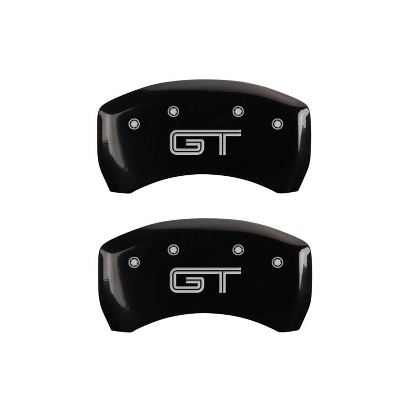 MGP 4 Caliper Covers Engraved Front Mustang Engraved Rear S197/GT Black finish silver ch-tuningsupply.com