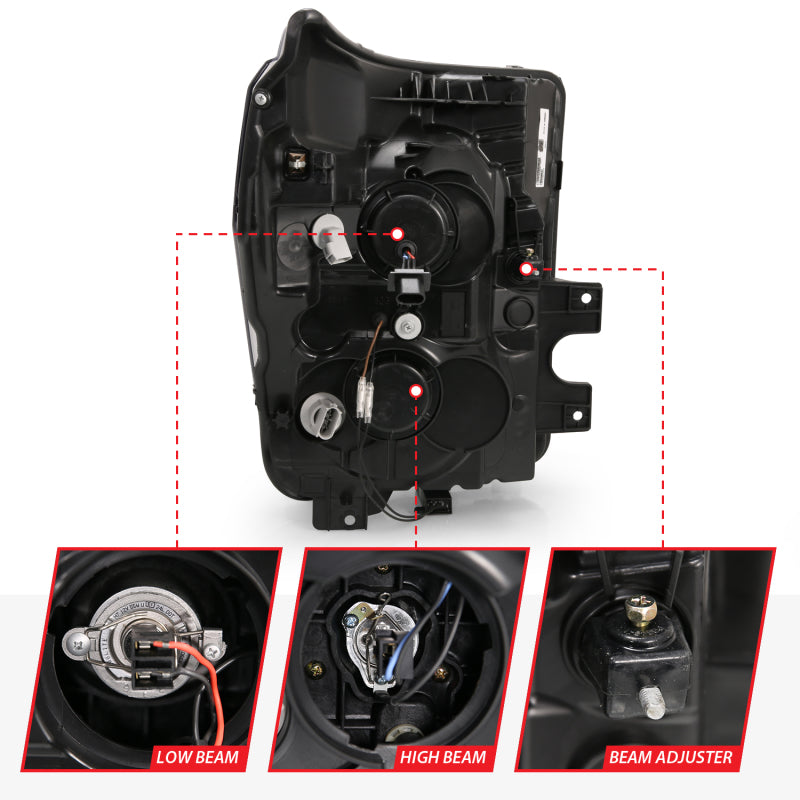 

ANZO 111407 - ANZ111407 - ANZO 11-16 Ford F-250/F-350/F-450 Projector Headlights w/ Plank Style Switchback Chrome w/Amber - Shipped in Europe - Tuningsupply.com
