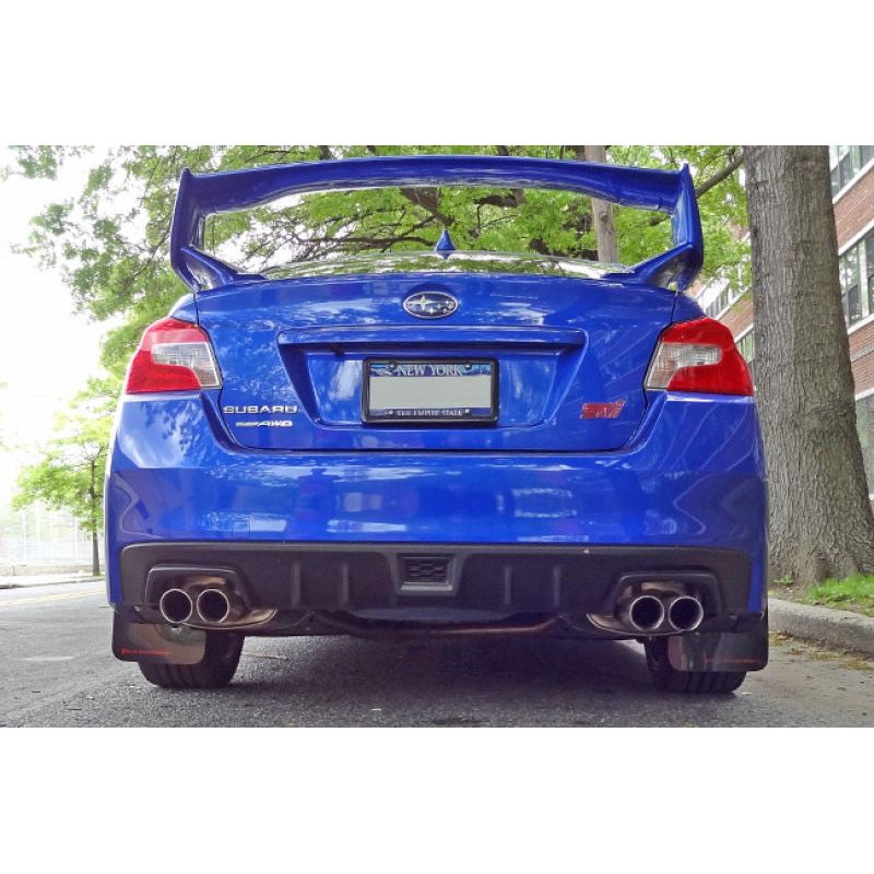 Rally Armor 15-21 Subaru WRX/STI (Sedan ONLY) Black UR Mud Flap w/ Red Logo-Mud Flaps-Rally Armor-RALMF32-UR-BLK/RD-SMINKpower Performance Parts