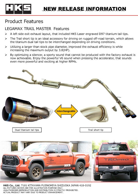 

HKS 31021-BT001 - HKS31021-BT001 - HKS LEGAMAX TRAIL MASTER 2022TUNDRA CATBACK - Shipped in Europe - Tuningsupply.com
