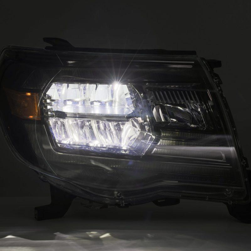 AlphaRex 05-11 Toyota Tacoma LUXX Crystal Headlights Plank Style Alpha Black w/Activation Light/DRL-tuningsupply.com