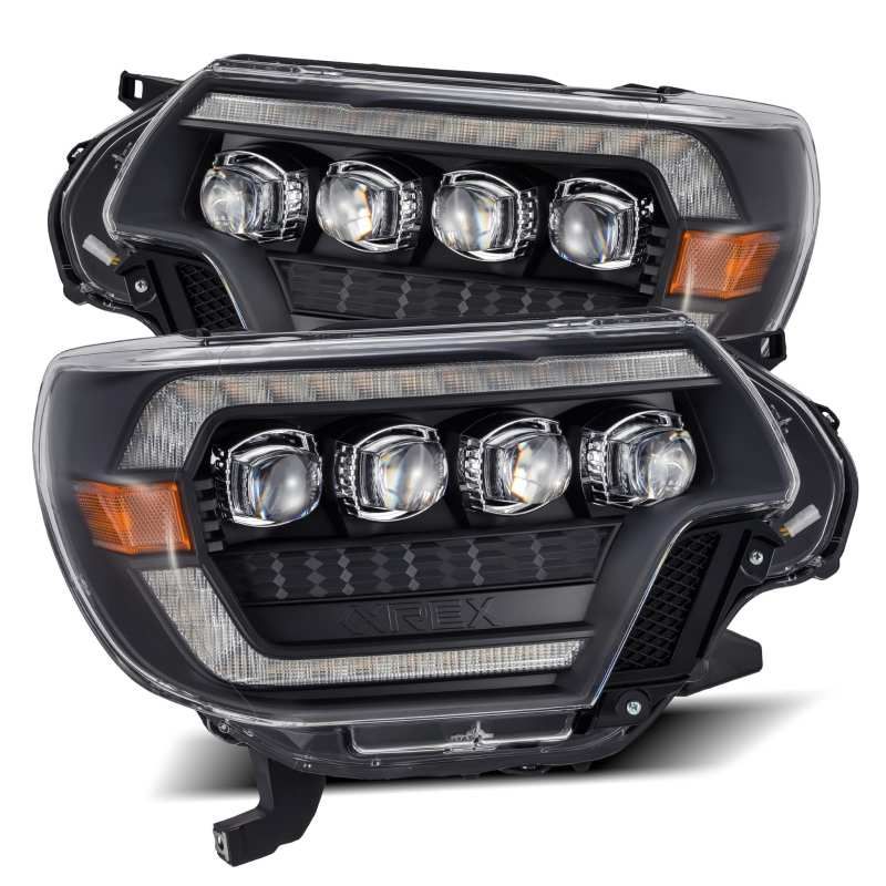 AlphaRex 12-15 Toyota Tacoma NOVA LED Proj Headlights Plank Style Black w/Activ Light/Seq Signal/DRL-tuningsupply.com