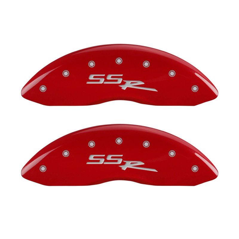 MGP 4 Caliper Covers Engraved Front & Rear SSR Red finish silver ch-tuningsupply.com