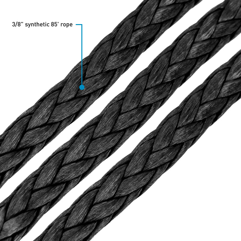 Borne Off-Road Synthetic Rope - 3/8in x 85ft - Black-tuningsupply.com