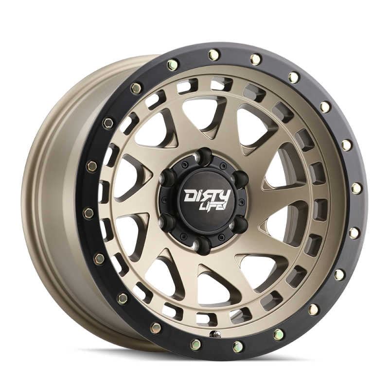 Dirty Life 9311 Enigma Pro 17x9/5x127 BP/-12mm Offset/71.5mm Hub Satin Gold Wheel - Beadlock-tuningsupply.com