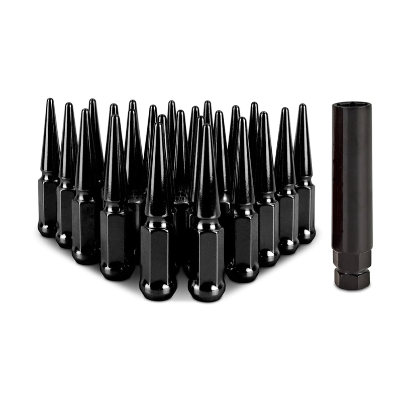 Mishimoto Mishimoto Steel Spiked Lug Nuts M14 x 1.5 24pc Set Black-tuningsupply.com