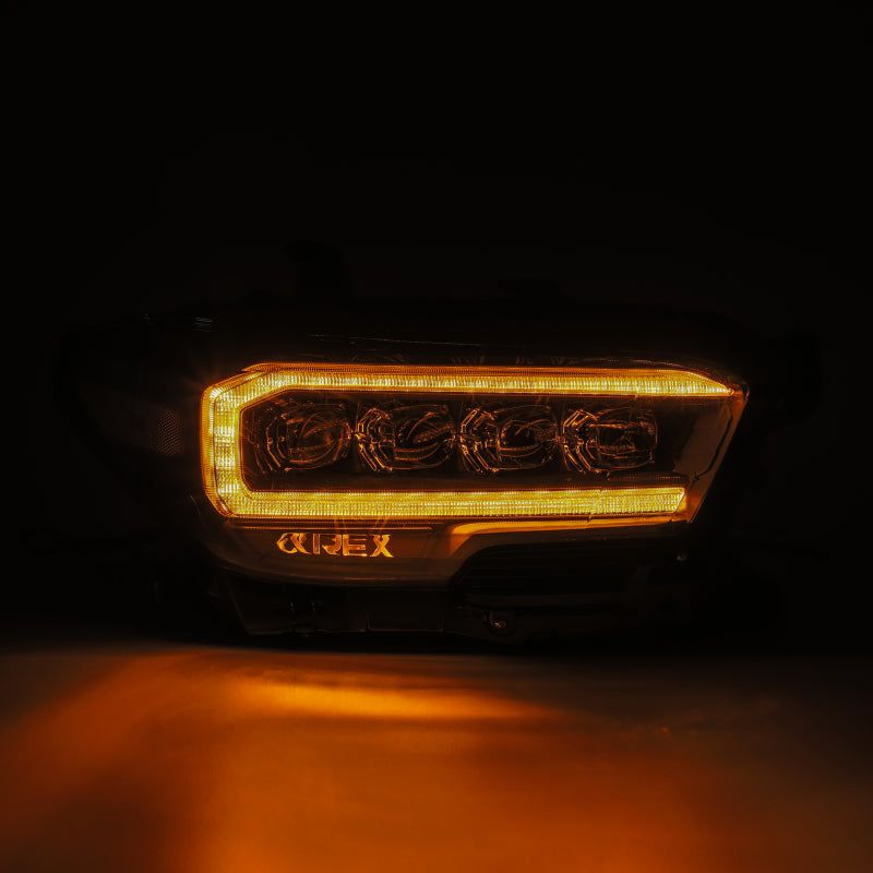 AlphaRex 16-20 Toyota Tacoma NOVA LED Projector Headlight Plank Style Alpha Black w/Activation Light-tuningsupply.com