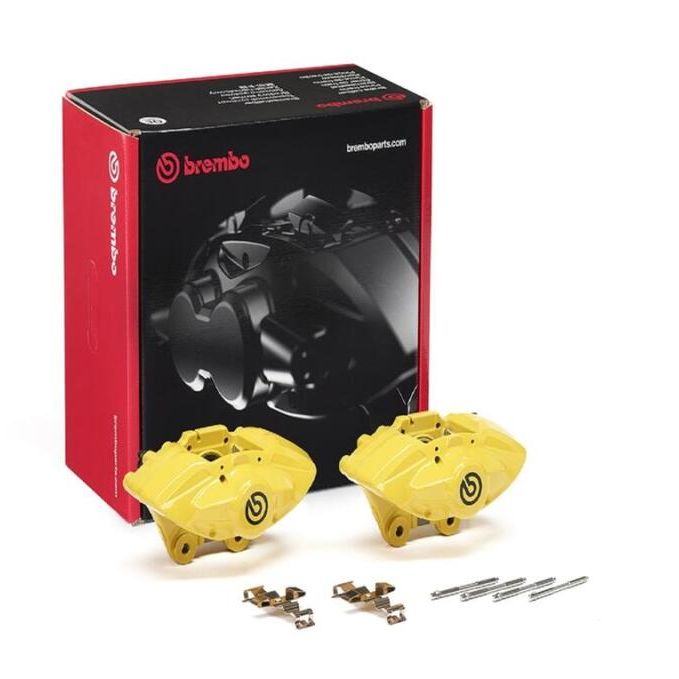 Brembo OE BMW 16-21 M2/17-18 M3/17-20 M4 Hydraulic Rear X-Style Brake Calipers - Yellow-tuningsupply.com