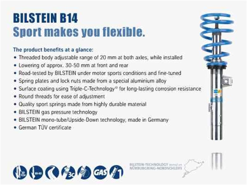 

Bilstein 47-141179 - BIL47-141179 - Bilstein B14 2009 Mercedes-Benz C230 Base Front and Rear Suspension Kit - Shipped in Europe - Tuningsupply.com
