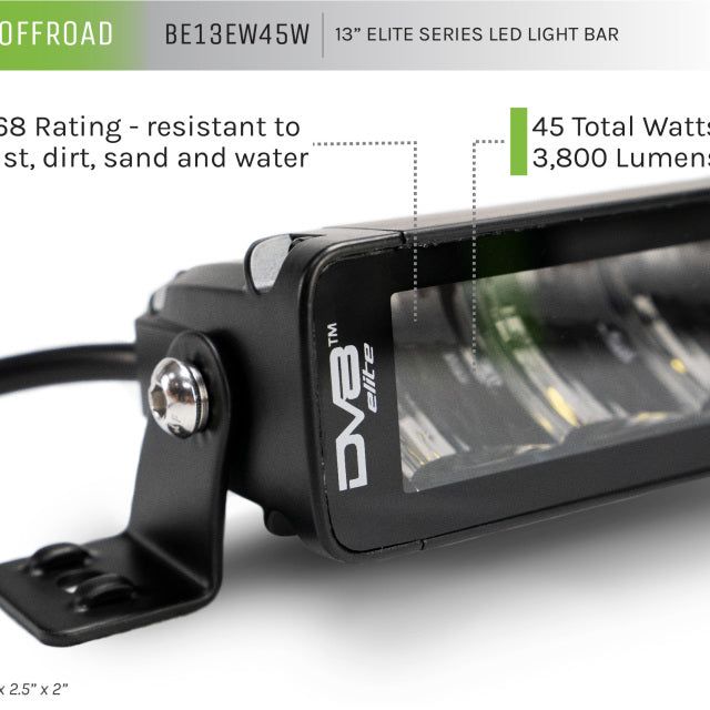 DV8 Offroad Elite Series 13in Light Bar 45W Flood/Spot LED-tuningsupply.com