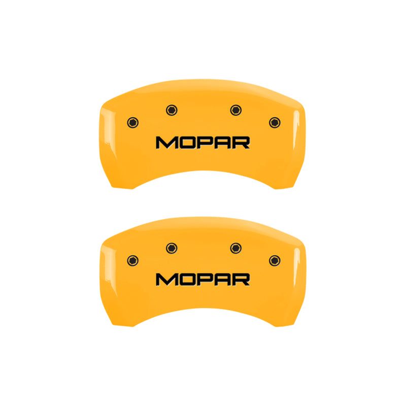 MGP 4 Caliper Covers Engraved Front & Rear MOPAR Yellow finish black ch-Caliper Covers-MGP-MGP12162SMOPYL-SMINKpower Performance Parts