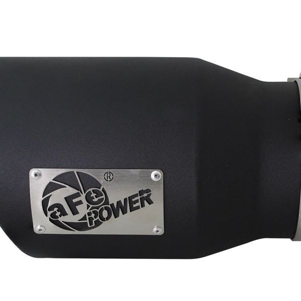 aFe MACHForce XP 5in 304 Stainless Steel Exhaust Tip 5 In x 7 Out x 12L in Bolt On Right - Black-tuningsupply.com