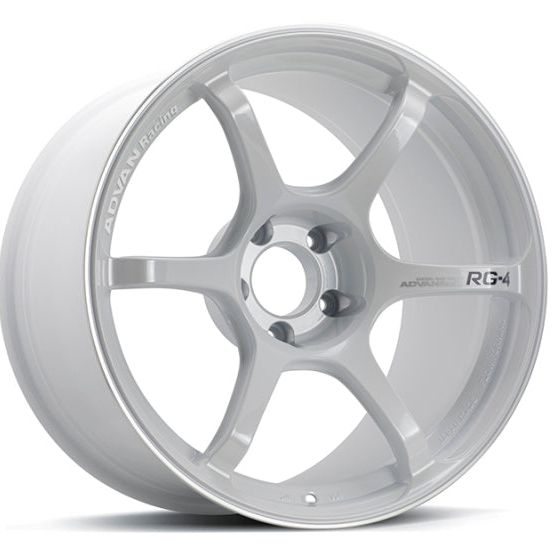 Advan RG-4 18x9 +35 5-114.3 Racing White Metallic & Ring Wheel-tuningsupply.com