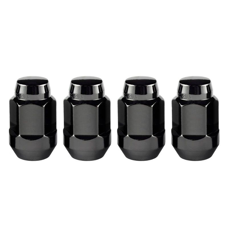 McGard Hex Lug Nut (Cone Seat Bulge Style) M12X1.5 / 3/4 Hex / 1.45in. Length (4-Pack) - Black-tuningsupply.com