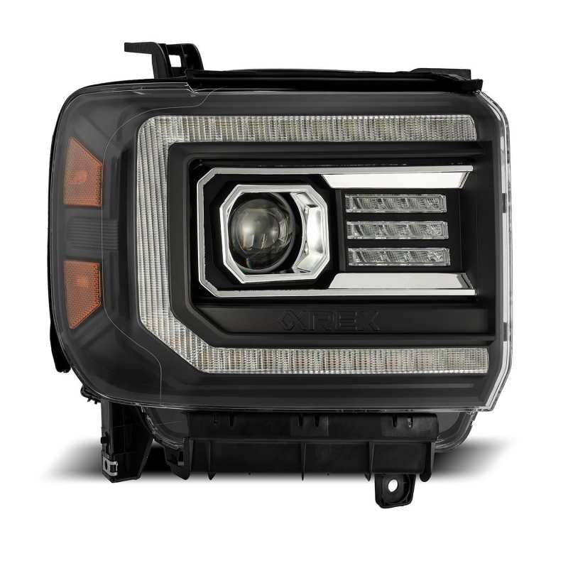 AlphaRex 14-18 GMC Sierra PRO-Series Proj Headlights Plank Style Black w/Activ Light/Seq Signal/DRL-tuningsupply.com