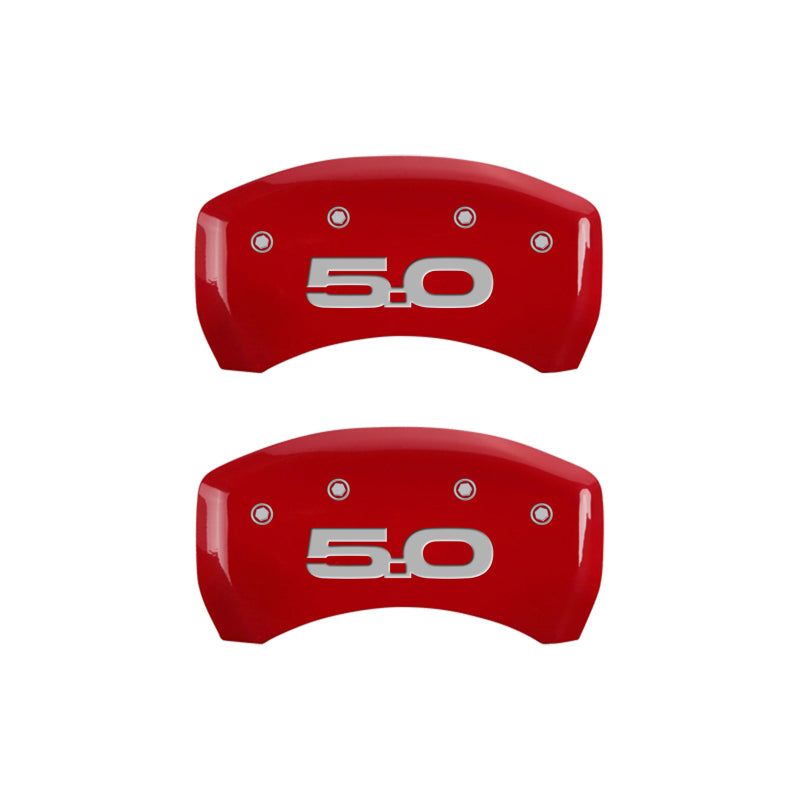 MGP 4 Caliper Covers Engraved Front 2015/Mustang Engraved Rear 2015/50 Red finish silver ch-tuningsupply.com