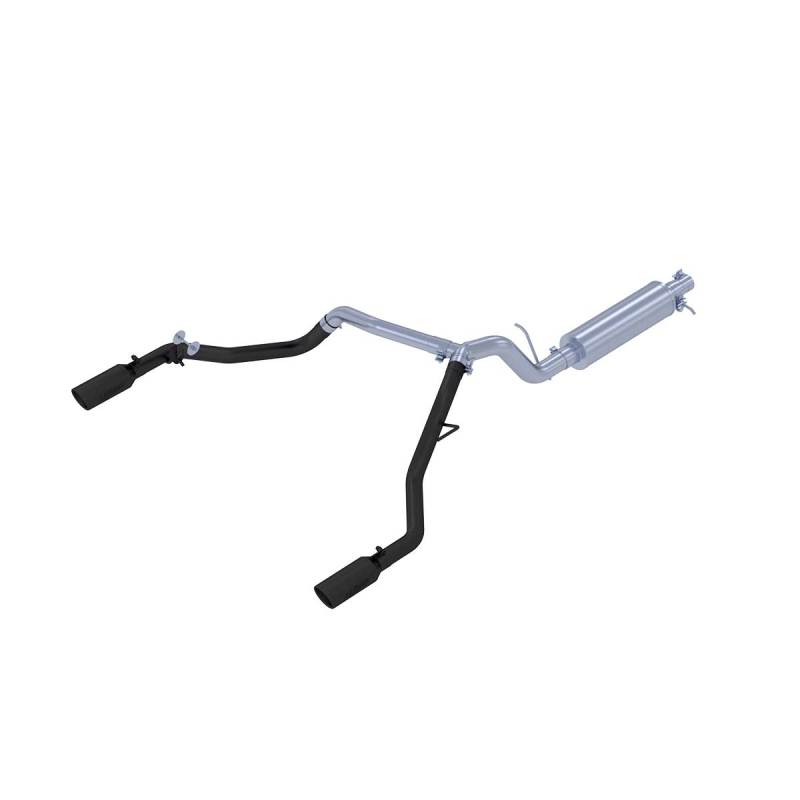 MBRP 19-20 Ford Ranger 2.3L 3in Dual Split Rear Outlet 4in OD Tips Black Coated Cat Back Exhaust-tuningsupply.com