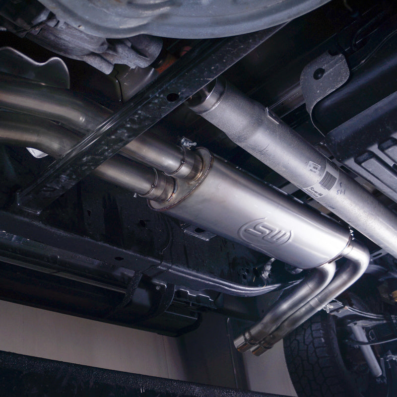 

Stainless Works FT15CBFT - SSWFT15CBFT - Stainless Works 2015-18 F-150 Exhaust X-Pipe Resonator Muffler Exits In Front Of Passenger Rear Tire - Shipped in Europe - Tuningsupply.com
