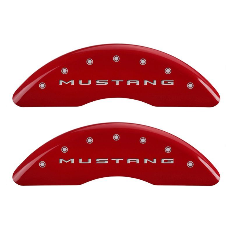 MGP 4 Caliper Covers Engraved Front 2015/Mustang Engraved Rear 2015/GT Red finish silver ch-Caliper Covers-MGP-MGP10201S2MGRD-SMINKpower Performance Parts