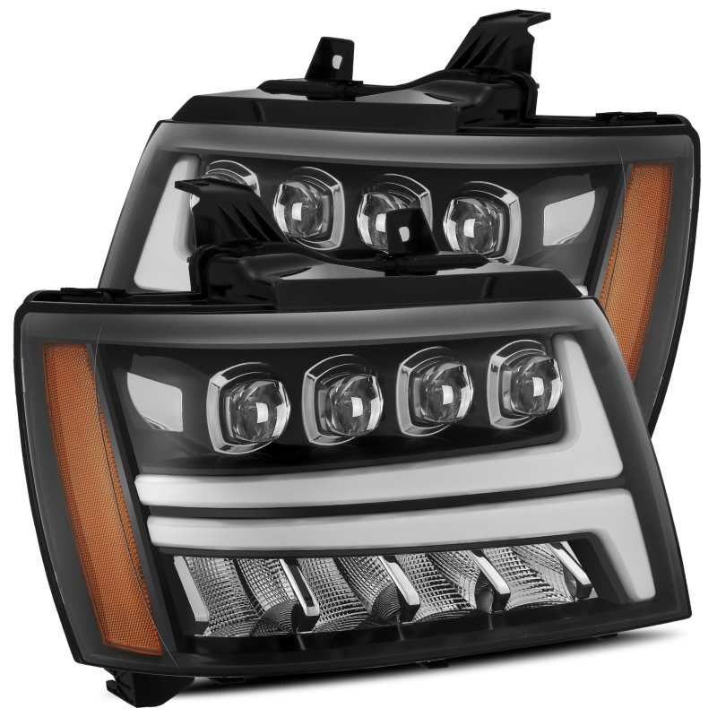 AlphaRex 07-13 Chevy Avalanche NOVA LED Proj Headlights Plank Style Gloss Black w/Activ Light/DRL-tuningsupply.com