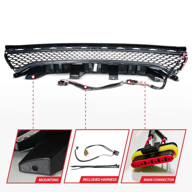 ANZO 15-23 Dodge Charger Black LED Grille w/ Initiation & Running Light/DRL Bar-tuningsupply.com