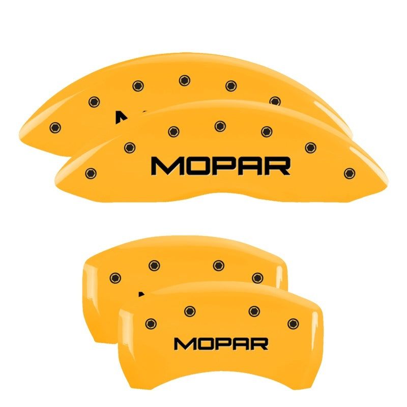 MGP 4 Caliper Covers Engraved Front & Rear MOPAR Yellow finish black ch-tuningsupply.com