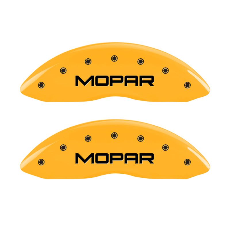 MGP 4 Caliper Covers Engraved Front & Rear MOPAR Yellow finish black ch-Caliper Covers-MGP-MGP12162SMOPYL-SMINKpower Performance Parts