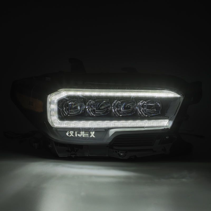 AlphaRex 16-20 Toyota Tacoma NOVA LED Projector Headlight Plank Style Alpha Black w/Activation Light-tuningsupply.com