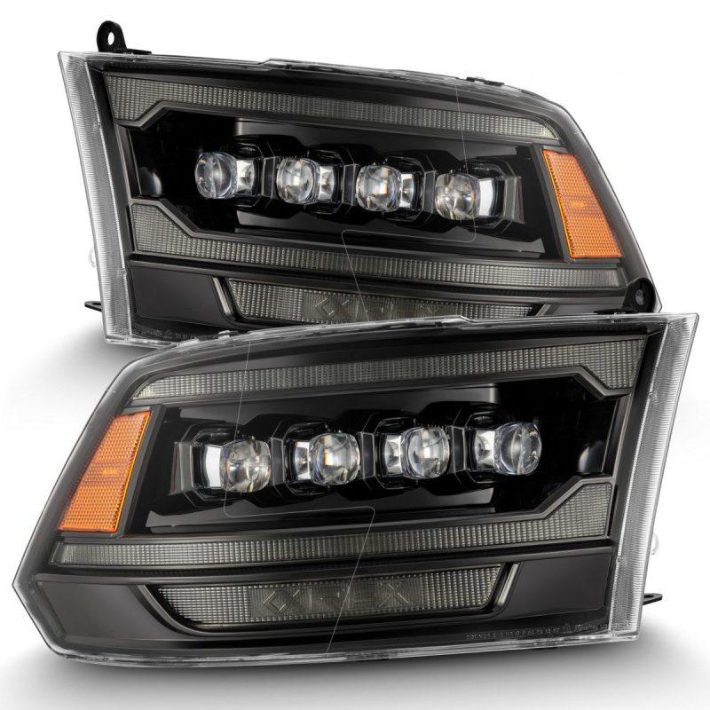 AlphaRex 09-18 Ram 2500 NOVA LED Proj Headlights Plank Style Alpha Blk w/Activ Light/Seq Signal/DRL-tuningsupply.com